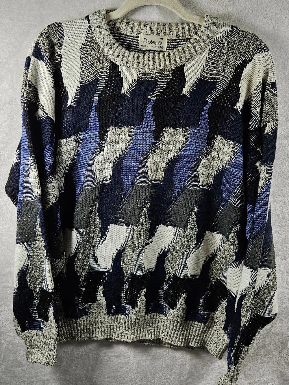 Protege TAG Vintage Crewneck Sweater Geometric Navy Men's Size Medium